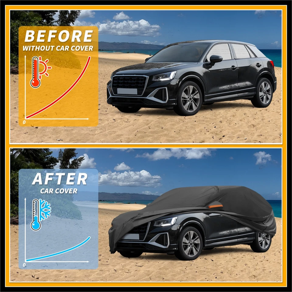 Capa de carro à prova d'água para todas as condições climáticas para Audi Q2 com zíper - Imagem 4 de 4