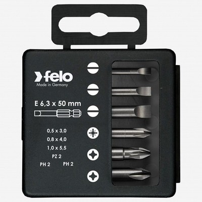 Felo Profi Bit Box 6 bits x 50 mm, Slotted, Pozidriv, Phillips