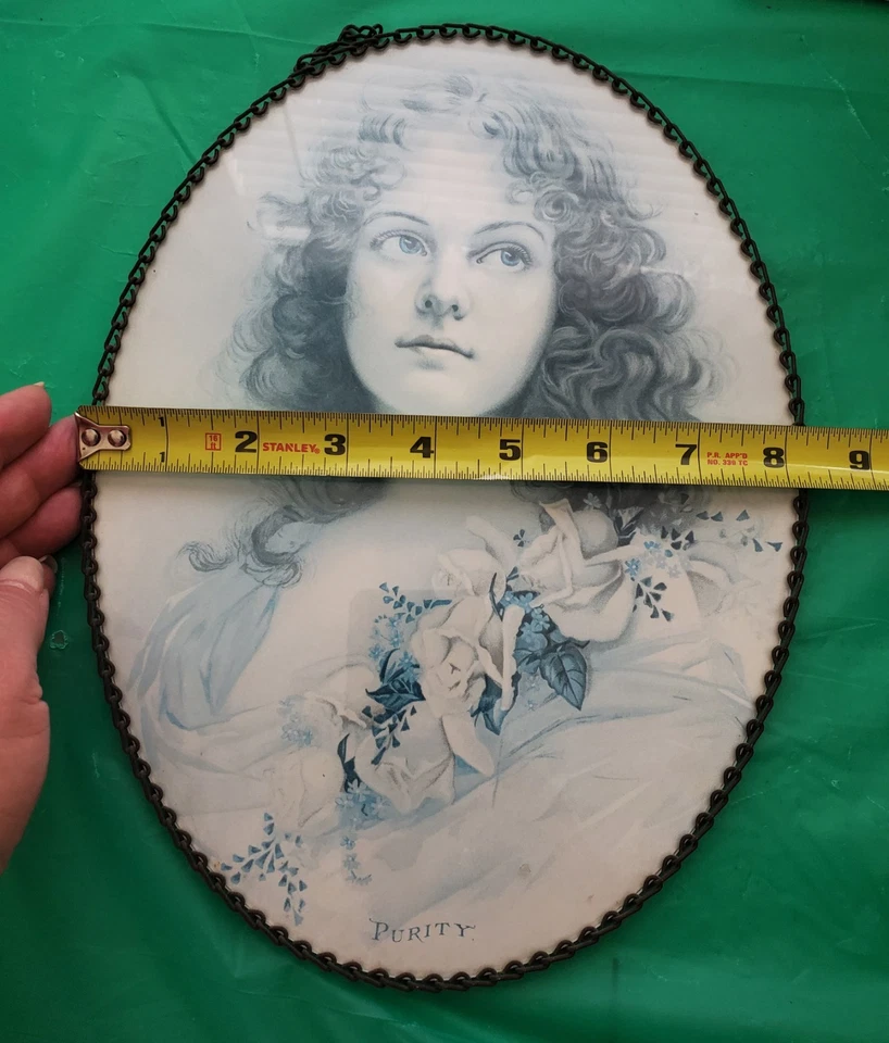 Arte de pared con impresión de cubierta de humos de marco de cadena vintage ovalado 11" x 8" victoriano Foto 4 de 4