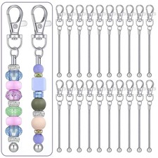 20Pcs Beadable Keychain Bar, Metal DIY Blank Bead Key Chain Making Supplies