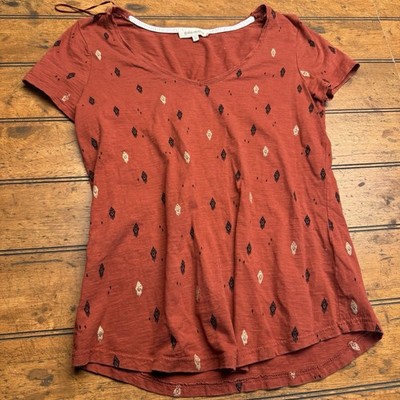 Grain & Malice Tshirt Top Red Gold Ladies Small
