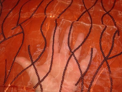 Sheer Copper Rust Fabric Lines of Sequins 2-58''x29''-NEW