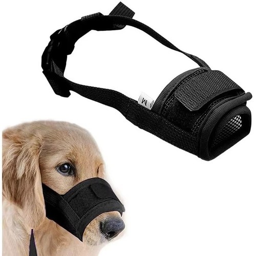 Soft Mesh Dog Muzzle Adjustable Anti Bark Bite Chew Grooming Mouth ...