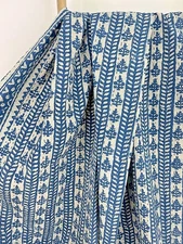 Quilt Kantha Coverlet Kantha Hand Block Print Blue Cotton Kantha Reversible