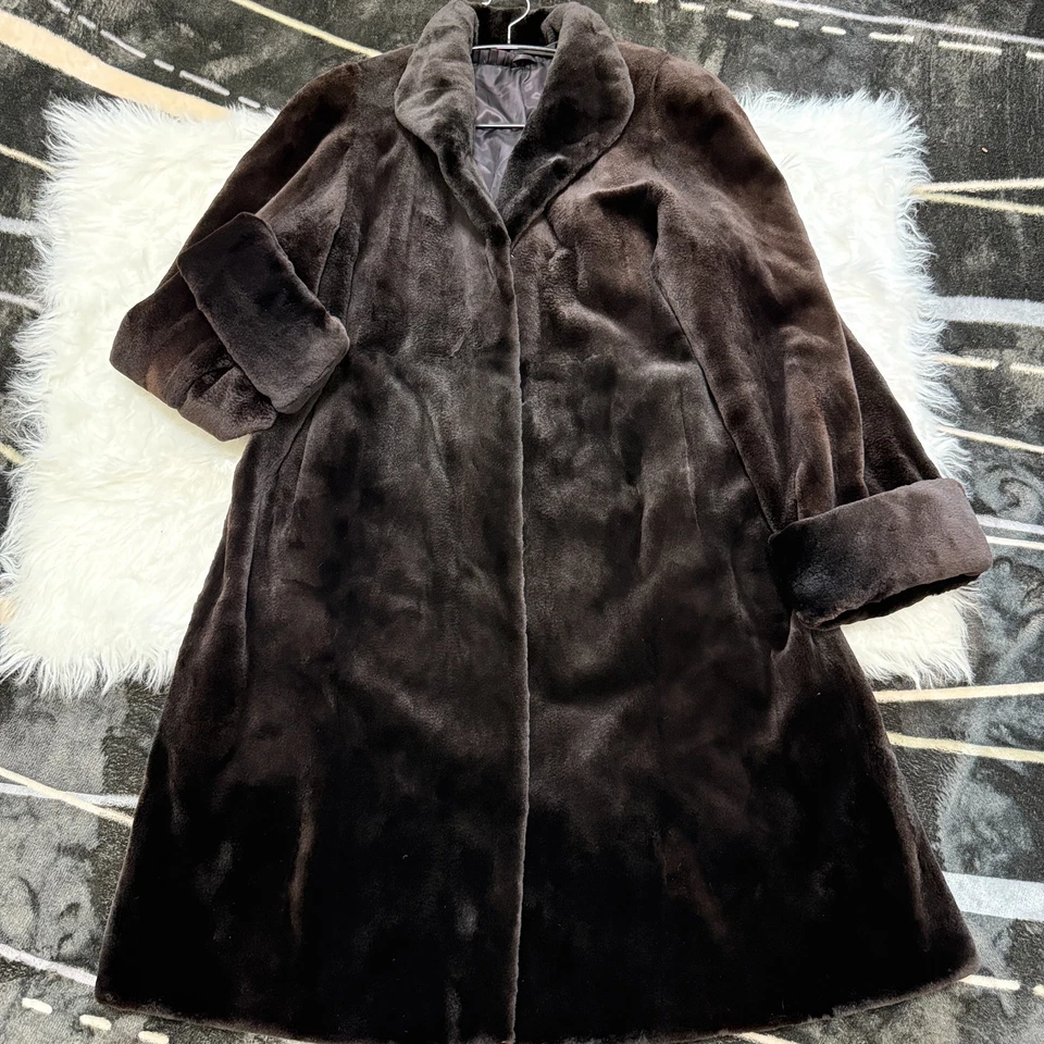 Shaved Real Mink Fur Long Coat Roll-Up Gorgeous Long Sleeves FROM JAPAN - Image 4 of 4