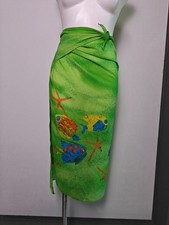 Sheer Beach Sarong Wrap Cover Up Neon Tropical Versatile One Size EUC