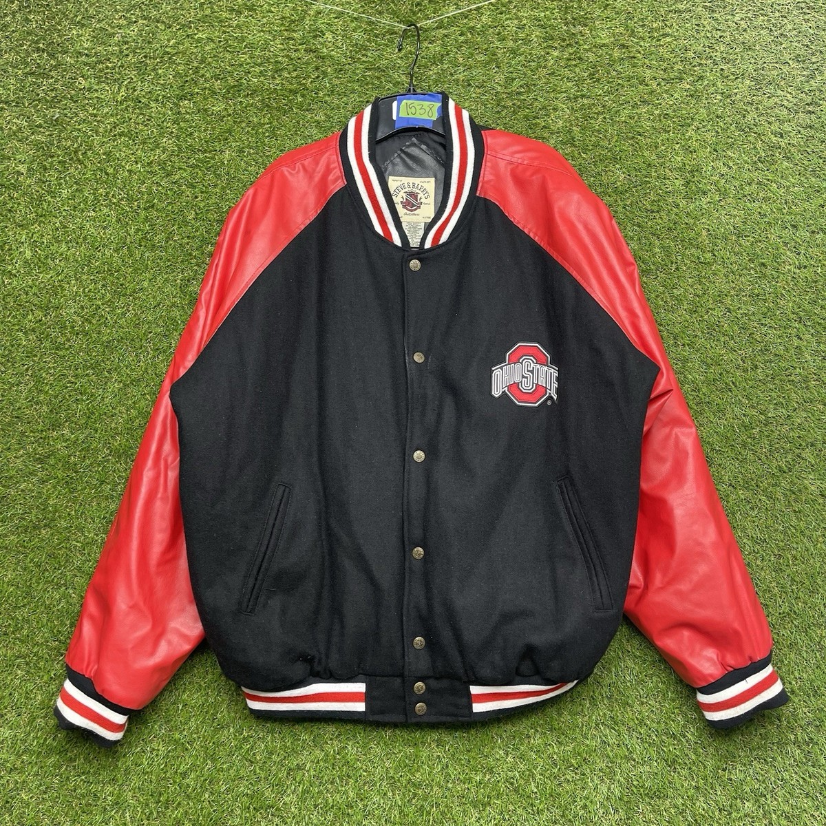 Vintage Ohio State Buckeyes Leather Jacket Mens XL Faux Steve and