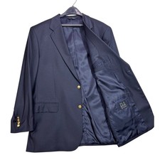 Jos A Bank Signature Collection Navy Blue 100 Wool Blazer Gold Buttons 48L