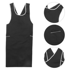 Black Salon Apron With Pockets Professional Hair Stylist Barber Smock Vest