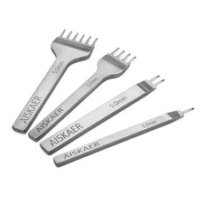 Aiskaer Leather Stitching Punch Set, Diamond Chisel Tools, 5mm 5mm, Silver