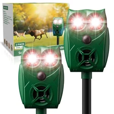 Solar-Powered Ultrasonic Animal Repellent with Motion Sensor, Waterproof Deer Re