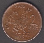 Norway 1970. 2 Ore. Crowned monogram of King Olav V. Black grouse. 	KM# 410 — photo 2