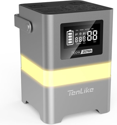 Portable Power Station, Rated 300W Peak 600W（True Power）, 257Wh with 120V AC, 10