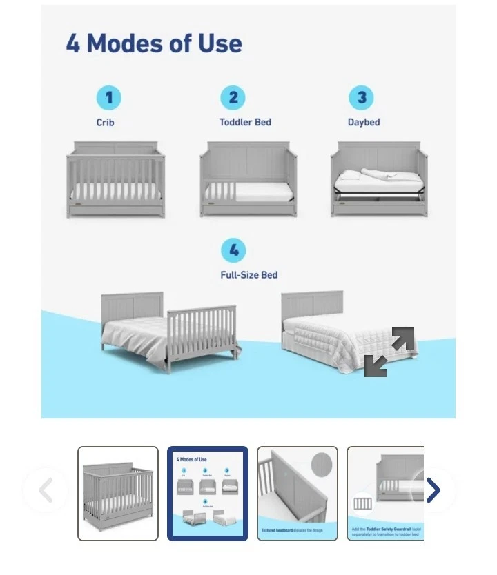 4 in 1 Crib With Mattress - Image 2 of 2