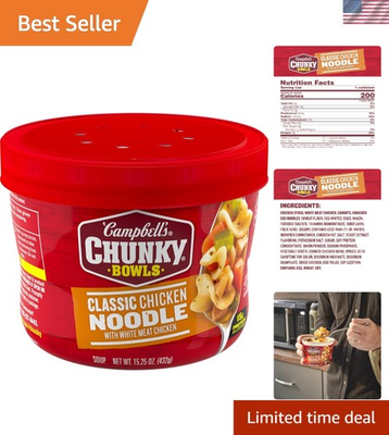 #ad Satisfying 15.25 oz Classic Chicken Noodle Soup Ready to Eat Microwavable Bowl $3.99