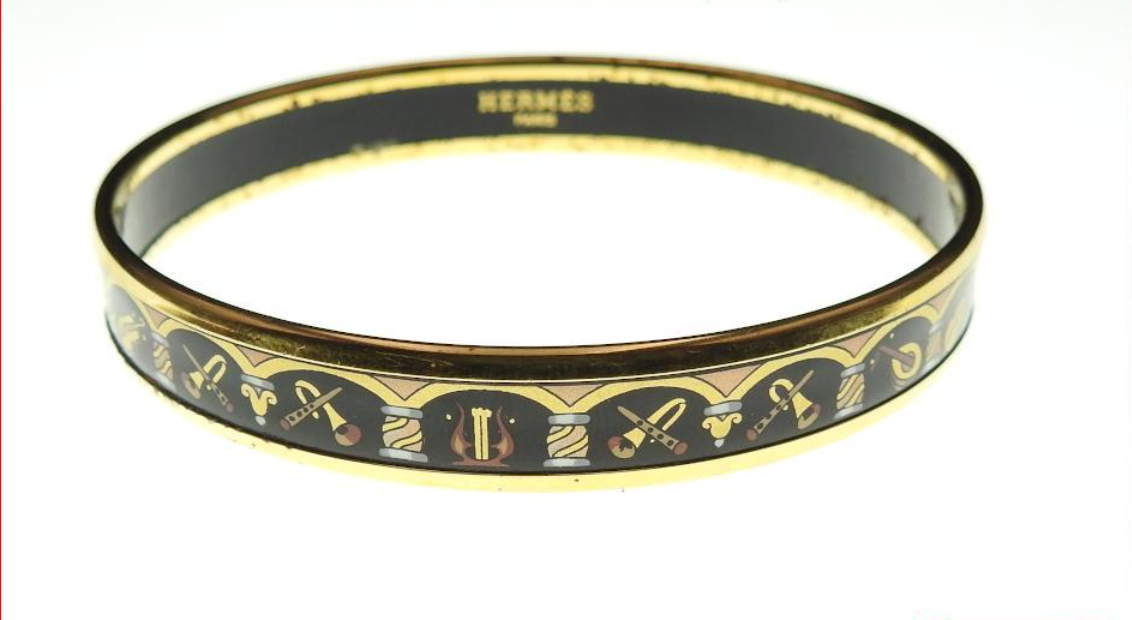 Auth Hermes Cloisonne Bangle Bracelet #303042H24B HERMES Enamel PM Cloisonne Bangle Bracelet Orange/SilverHW  main image 4