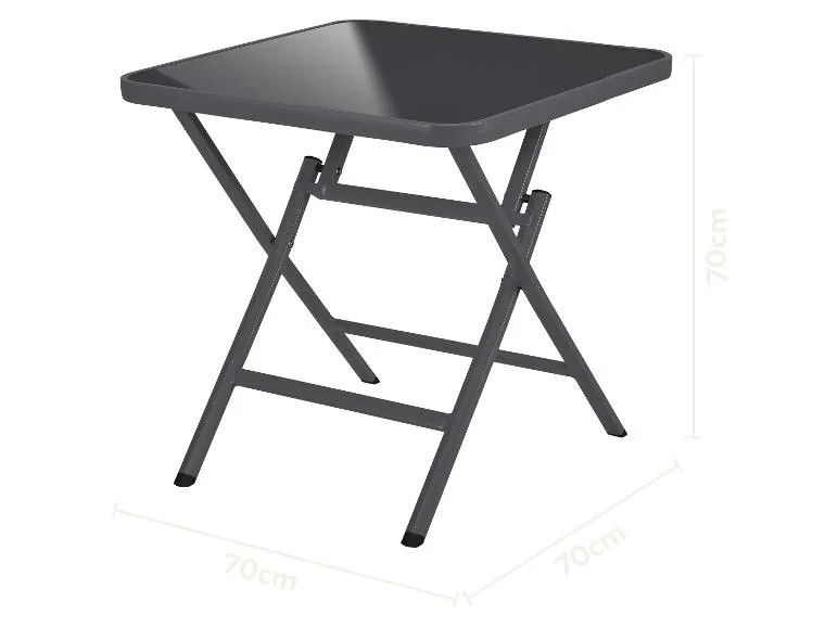Florabest Glastisch Toronto (Houston) Aluminium klappbar schwarz 70 x 70 x 70 cm