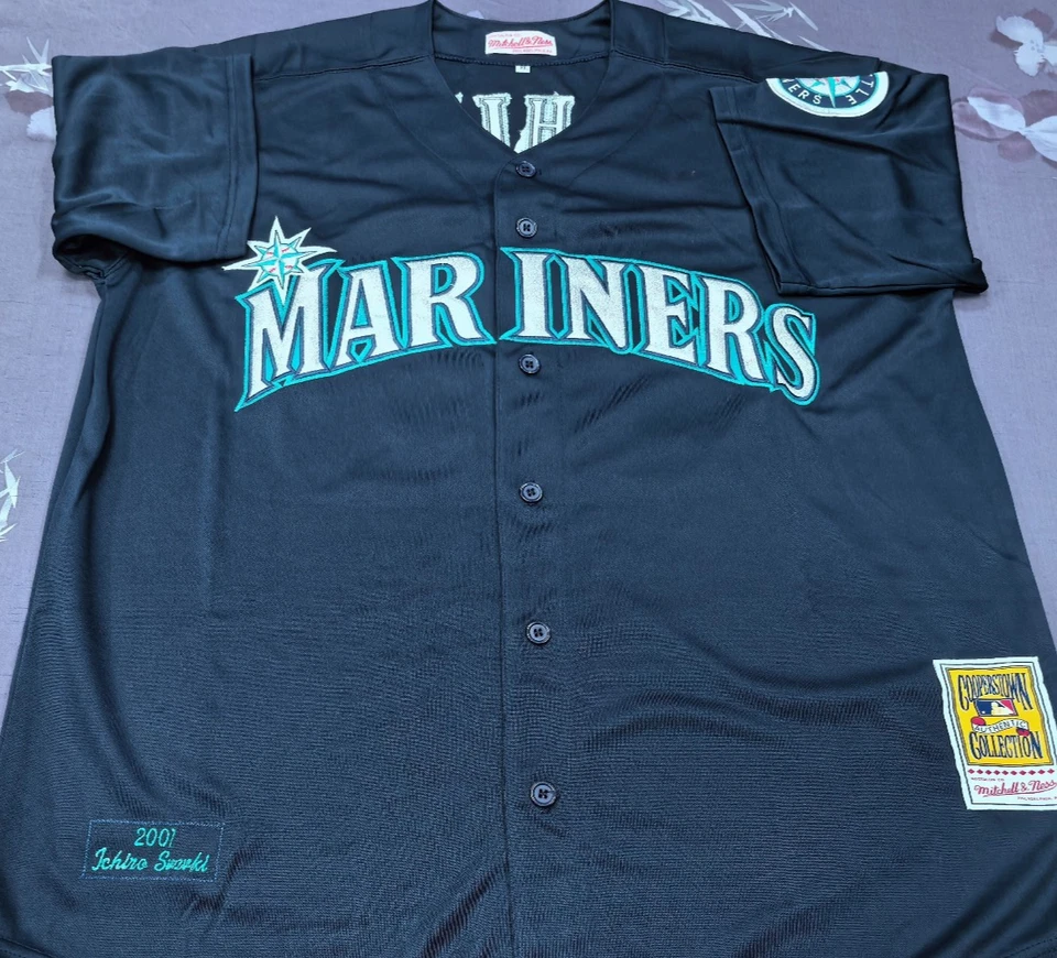 Camiseta deportiva cosida vintage Ichiro Suzuki #51 Mariners Throwback azul marino. Foto 2 de 4