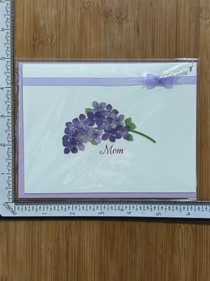 Papyrus Greeting Card Mother's Happy Mothers MOM Purple Flowers Bow Dainty Warm