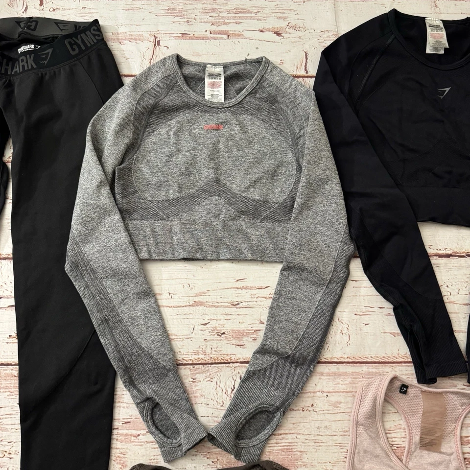Gymshark Flex Sports Long Sleeve Crop Top Sports Bra Leggings Lot Small & Medium - Image 4 of 4