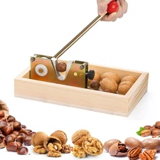 Nut Crackers for All Nuts, Heavy Duty Walnut Cracker with Wooden Base Adjusta...