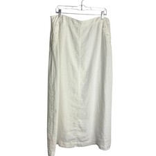 Max Studio Womens Linen Maxi Skirt Size L White Sailor Button Coastal Beachy