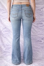 American Eagle Jeans Donna Flare Bootcut Stretch Vita Bassa Denim Chiaro Taglia 