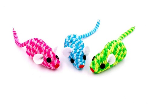 20 Cotton Colorful Rope Cat Toy Mice Rattle Sound, Interactive Catch Play Teaser - Picture 3 of 5