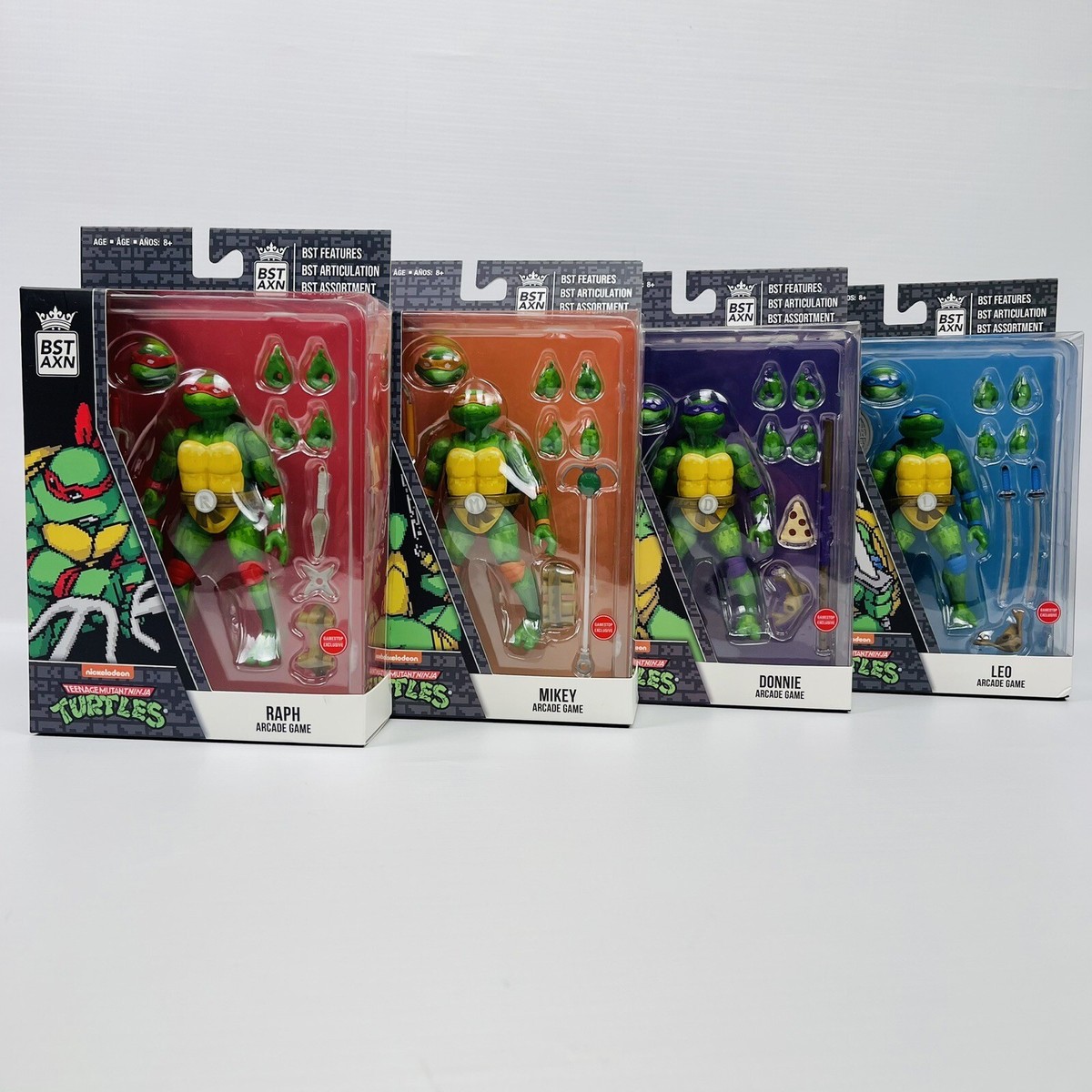 TMNT Action Figure Set 4 Complete Exclusive BST AXN Arcade Ninja