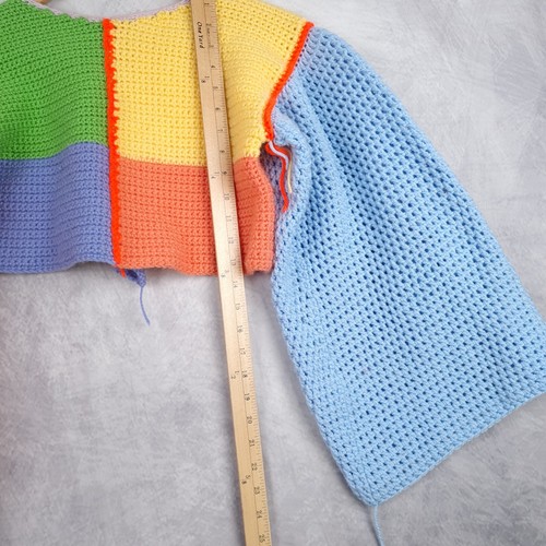 Suéter Cuadrado Abuela Crochet Hecho a Mano Pequeño Recorte Colorido Festival Sin Acabar - Imagen 14 de 23
