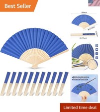 Customizable Foldable Fans - 12PCS Dark Blue DIY Decoration Accessories