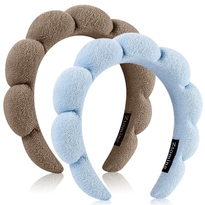 Ztomine Headbands Set of 2 - Terry Cloth Spa Headbands for Face Washing Makeu...