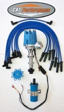 small cap CADILLAC 390 365 331 HEI Distributor + 45K COIL + BLUE USA PLUG WIRES