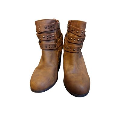 Madden girl Faux Leather Brown strappy ankle 3'' Heel boots