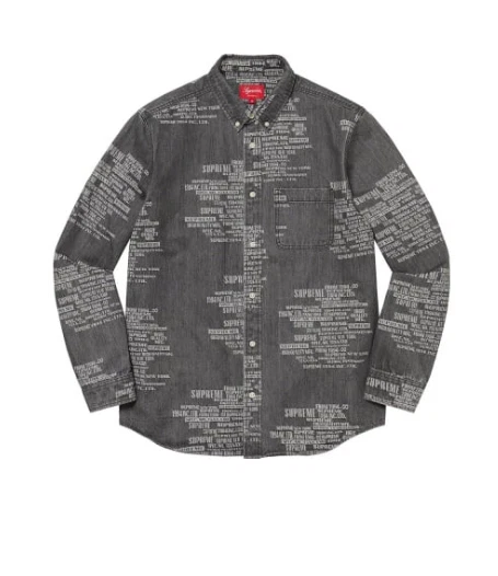 Chemise Supreme Trademark Jacquard Denim Lavée Noire Taille Moyenne SS23 (expédition rapide)