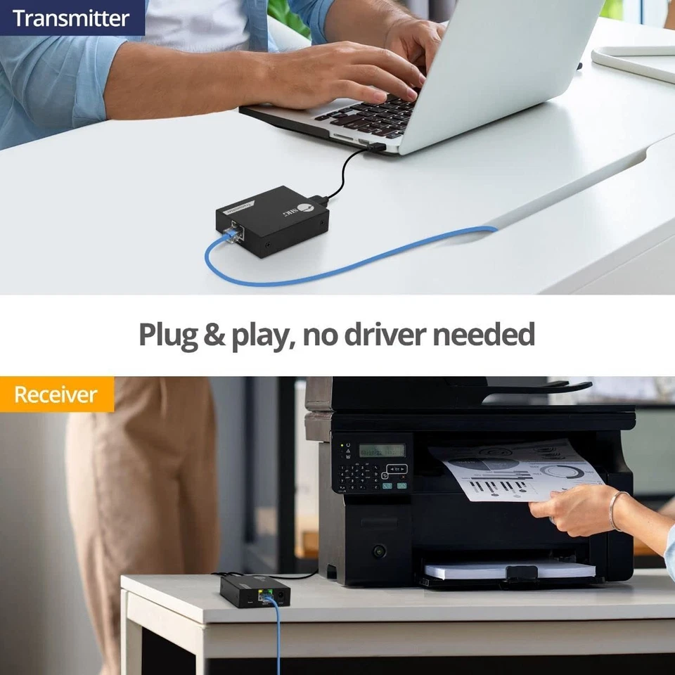 SIIG 4-Port USB 2.0 Extender 492ft Over Cat6/ 7 Cable, Cat5e Cable up to 330ft-- - Image 3 of 4