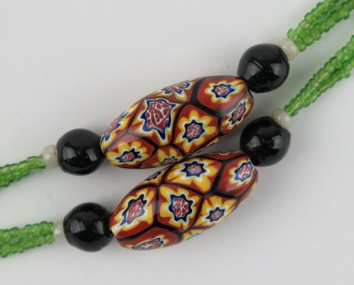 Venetian glass millefiori beads. E. Moretti Sautoir necklace c1920 - Picture 7 of 12
