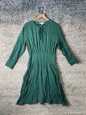 Treasure & Bond Lace Up Front Long Sleeve Midi Dress Green Small Flowy Pockets | eBay Treasure & Bond Lace Up Front Long Sleeve Midi Dress Green Small Flowy Pockets | eBay