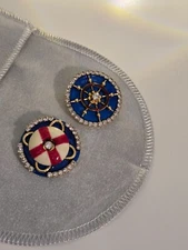 Lunch at The Ritz Captain's table Nautical Earrings  Enamel  (Clip on)