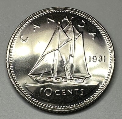 1981 Canadian Dime Proof-Like 10Cent Coin from Mint Set