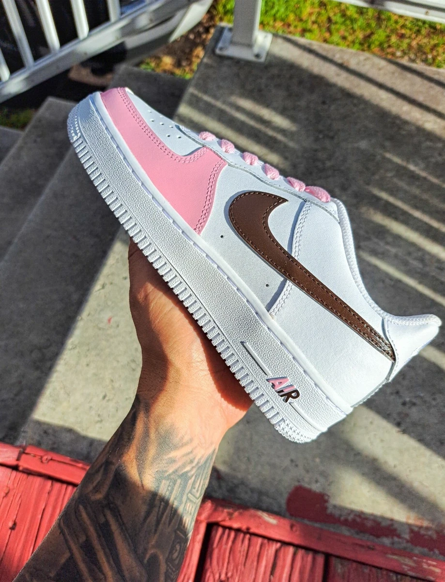 pared Florecer oficina postal Nike Air Force 1 07 Womens White Pink Brown Custom Multi Size Girls Gs Men  | eBay