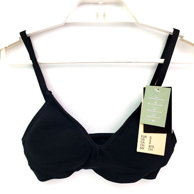 H&M Womens Size S Black Ribbed Removable Padded Bra