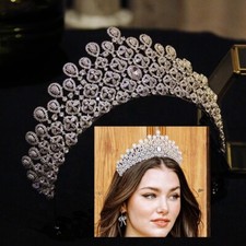 Royal Flower Cubic Zircon Bridal Tiaras Crowns Headpieces Wedding Hair Accessory
