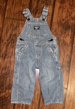 Vintage OshKosh B’Gosh Striped Vestbak Denim Overalls union USA Made Train 18 M