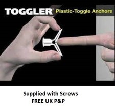HOLLOW WALL Plasterboard Plugs & Screws Drywall Cavity Stud Polytoggles Easy Fit