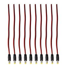 10pcs DC Power Pigtail Male Barrel 5.5x2.1mm Connector CCTV LED DVR Jack Cable
