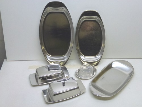 Konvolut WMF Tischfein TCM u.a. Edelstahl Servierplatten Butterdosen Käsedose... - Bild 6 von 15