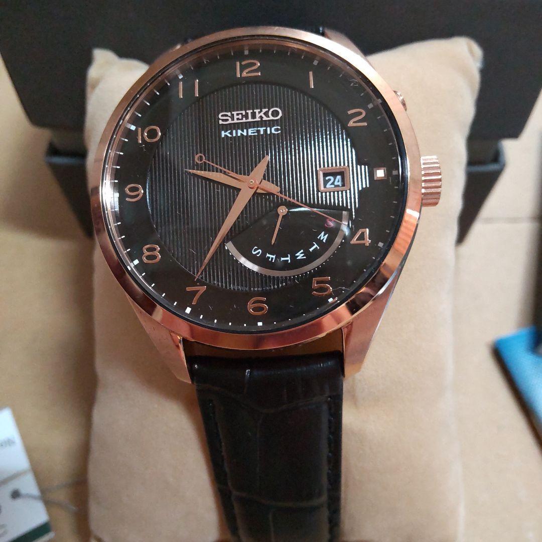 Seiko 5M84-0AC0 Day Date Black Pinkgold Round St.Steel 10B Seiko 5M84-0AC0 Day Date Black Pinkgold Round St.Steel 10B