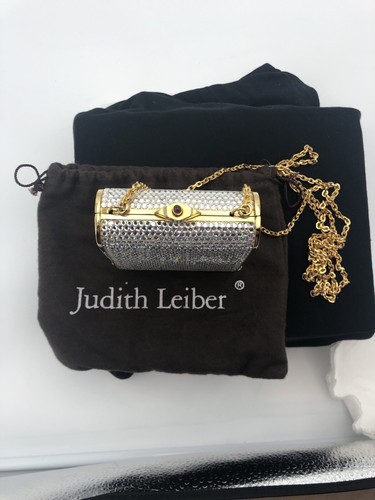 Judith Leiber DURCHSICHTIGE Swarovski Kristalle Minaudiere Snap Abendtasche/Clutch NEU - Bild 9 von 12