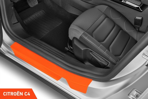 Listones de entrada de coche lámina protectora para Citroën C4 3 (III) óptica carbono - Imagen 2 de 6